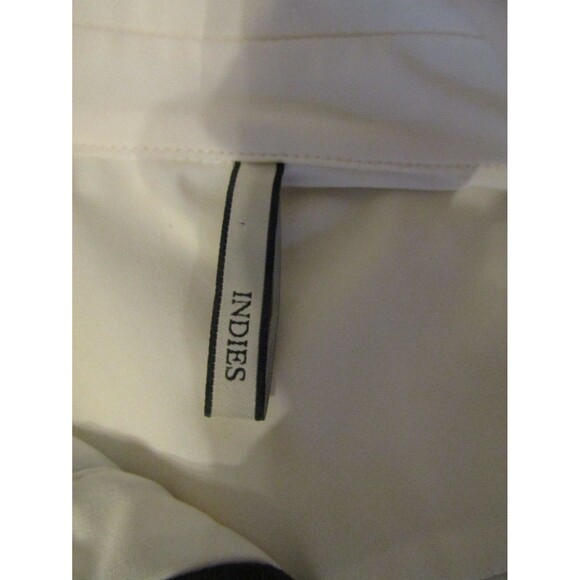 Indies Pearl Snap Shirt Western Ivory Collared Black Trim Womens Size 38 US S - Picture 7 of 9